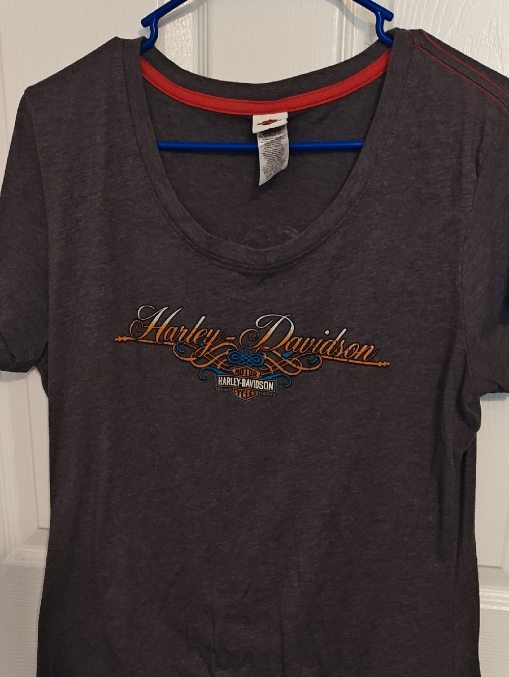 Harley-Davidson Charcoal Tee with Orange and Blue Logo